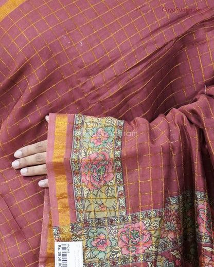 Rustic Zari Checked Chanderi - PC143