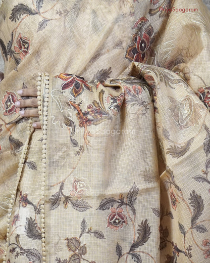 Mustard Floral Aari Kota - PC3297