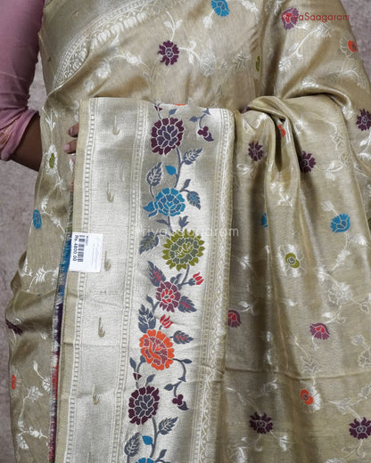 Lime Sherbet Cream Banaras Tussar - PC521
