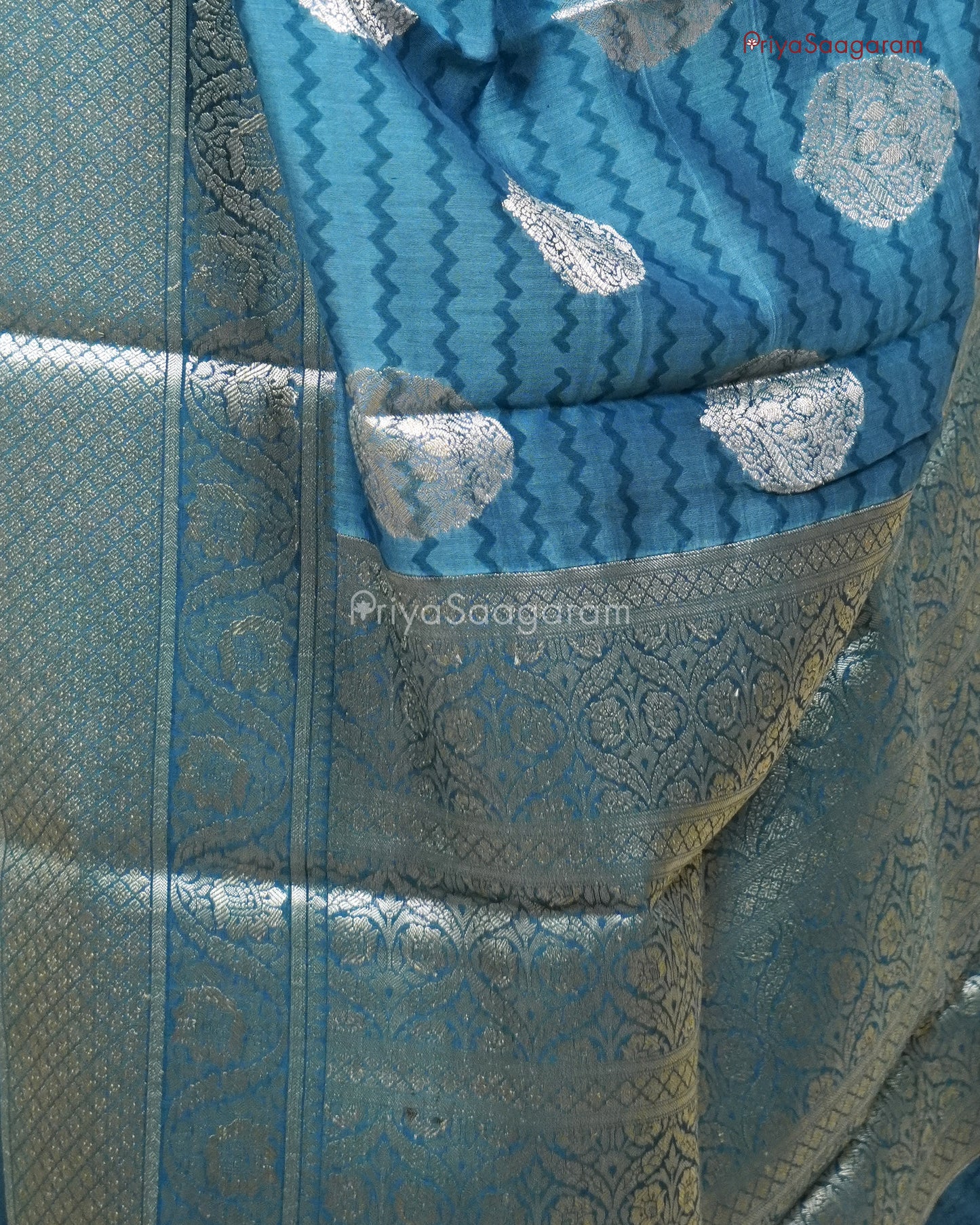 Bold Blue Chanderi - PB1958