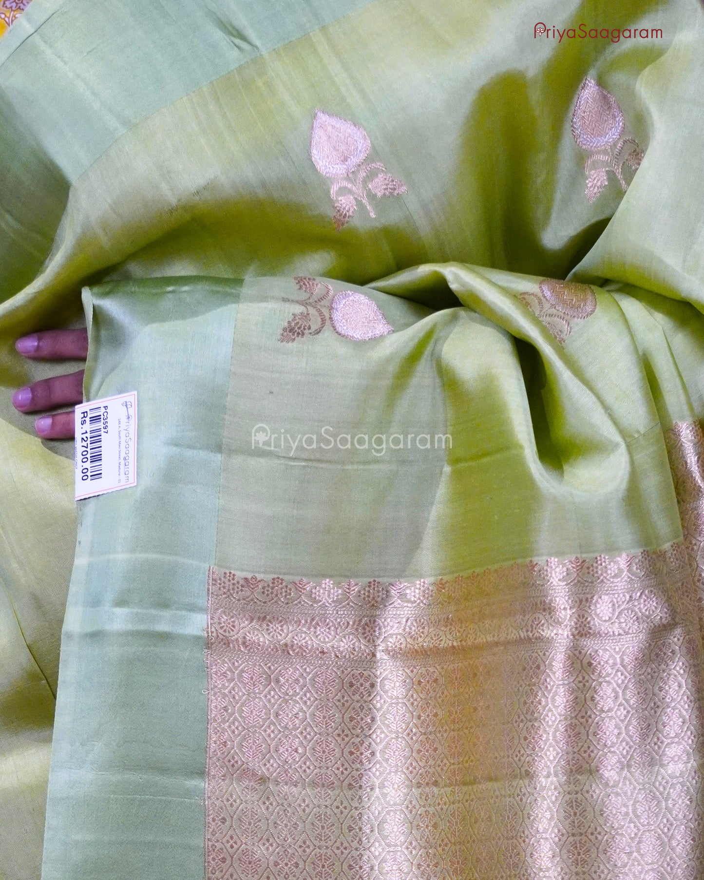Golden Green Raw Mango Silk - PC3597