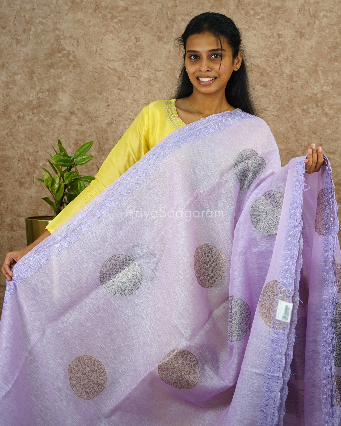 Lavender Embroidery Tussar - PD4111