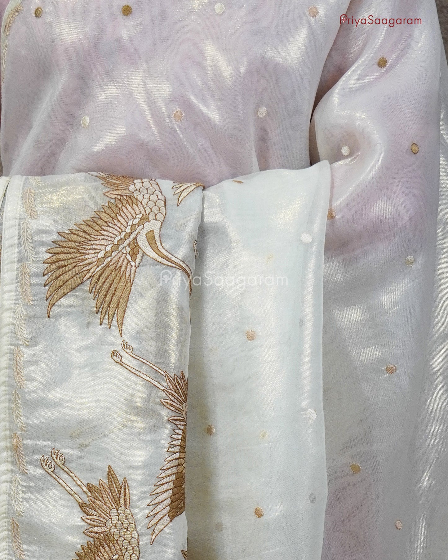 Cream Flamingo Tissue Silk - PC3126