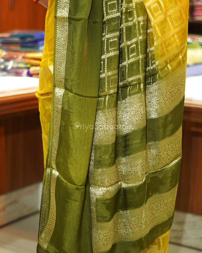 Mehndi Green Yellow Russian Silk - PE363