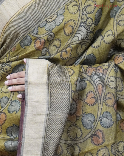 kalamkari Green Matka Silk - PC1864