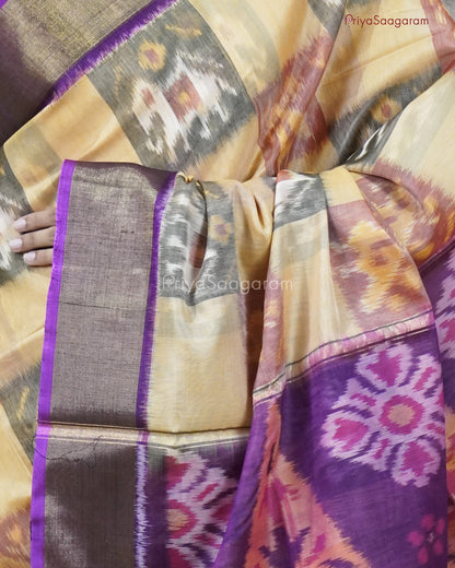 Purple Checked Ikkat Fancy Cotton - PC1018
