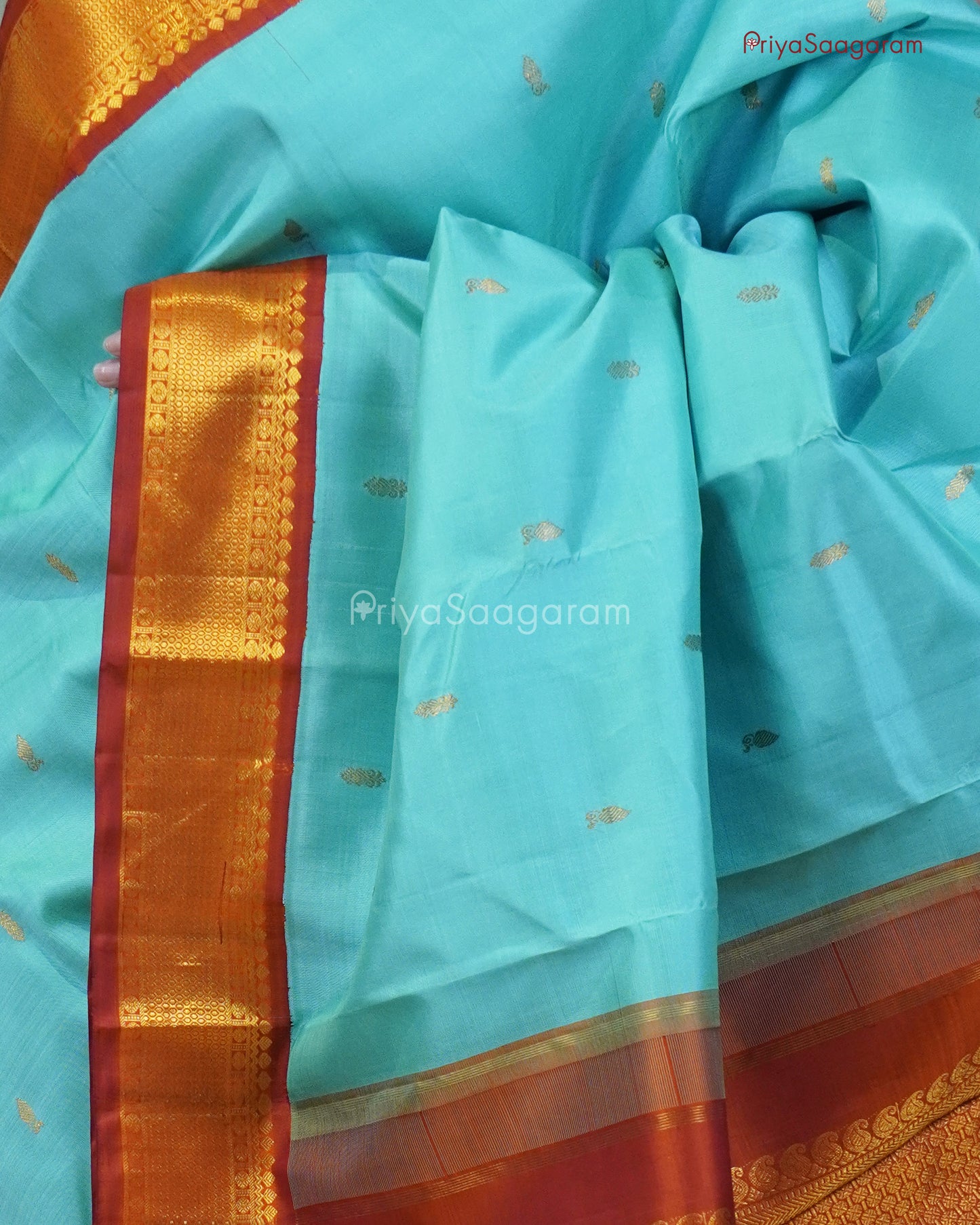 Blue Red Korvai Kanchipuram - M14233