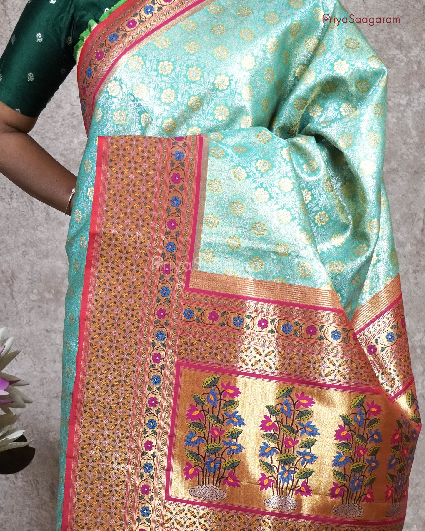 Sea Green Banaras Silk - PB3623