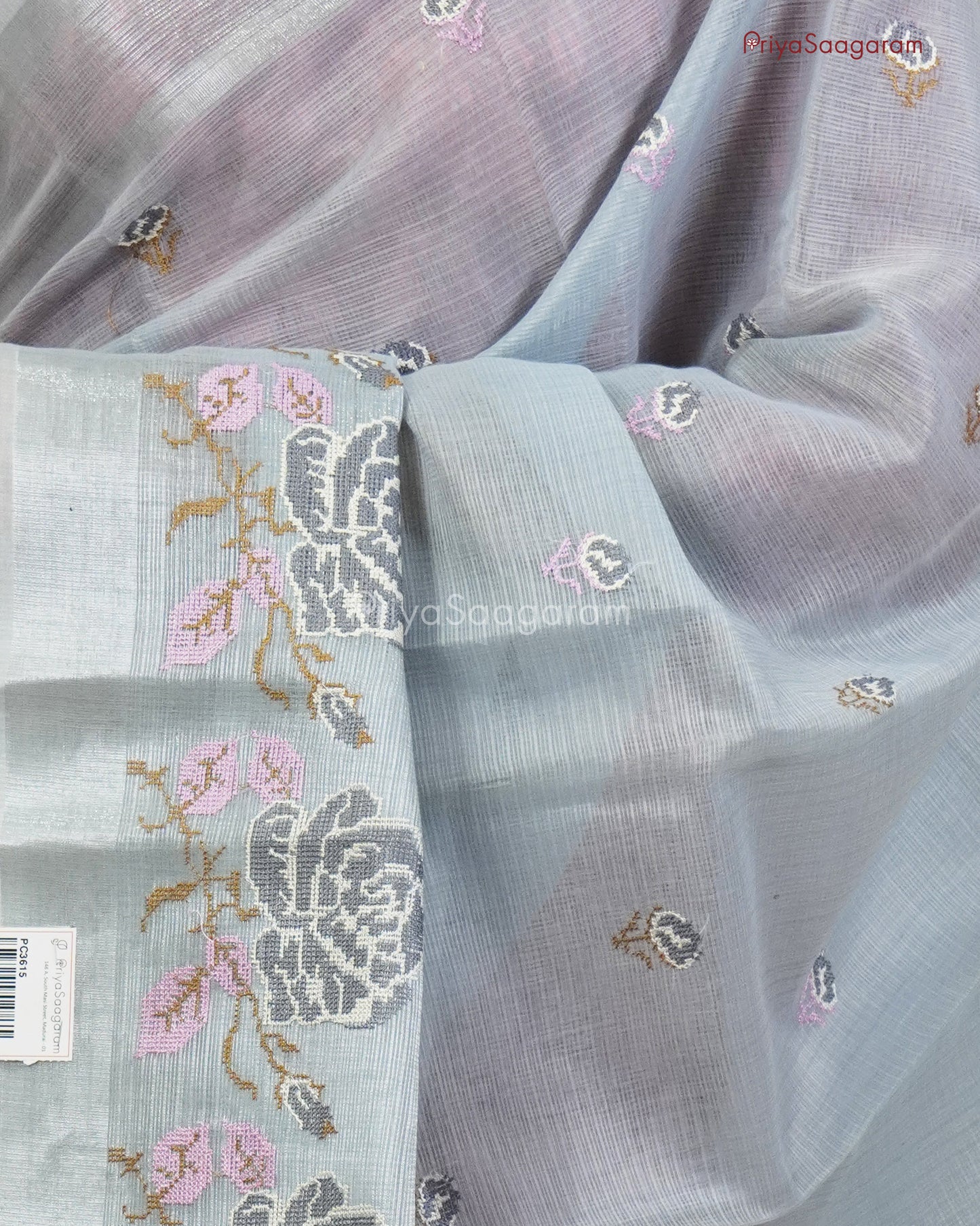 Cloudy Grey Embroidery Kota - PC3615