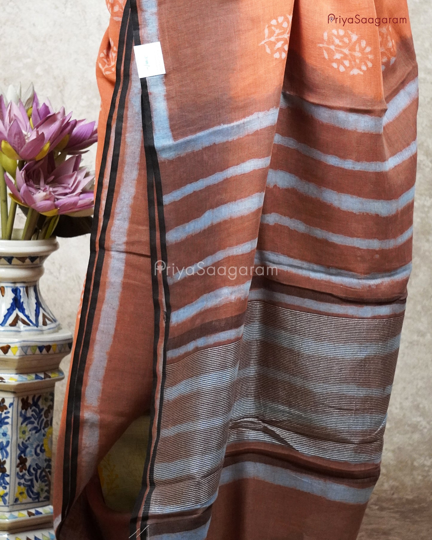 Orange Pure Linen Cotton  - R40