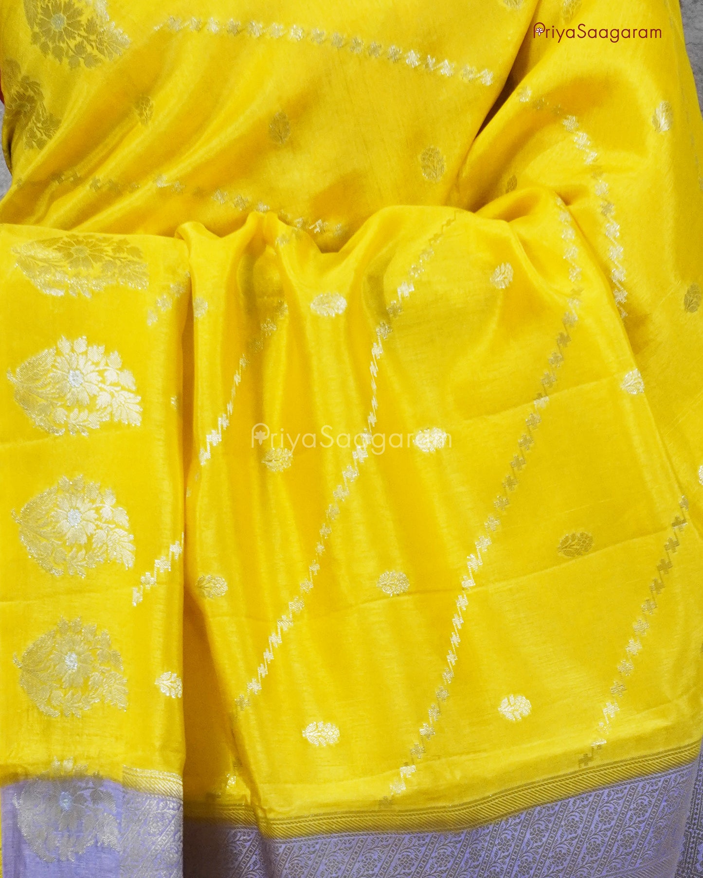 Yellow Purple Chiniya Silk - PC3209