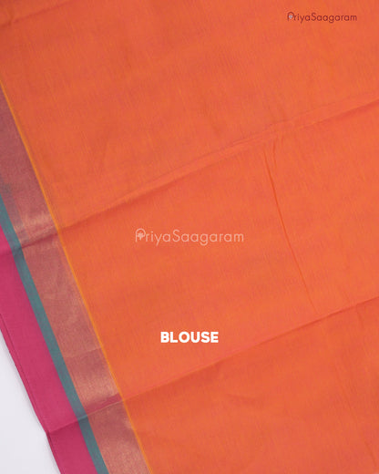 Orange Contrast Madurai Cotton - L9953