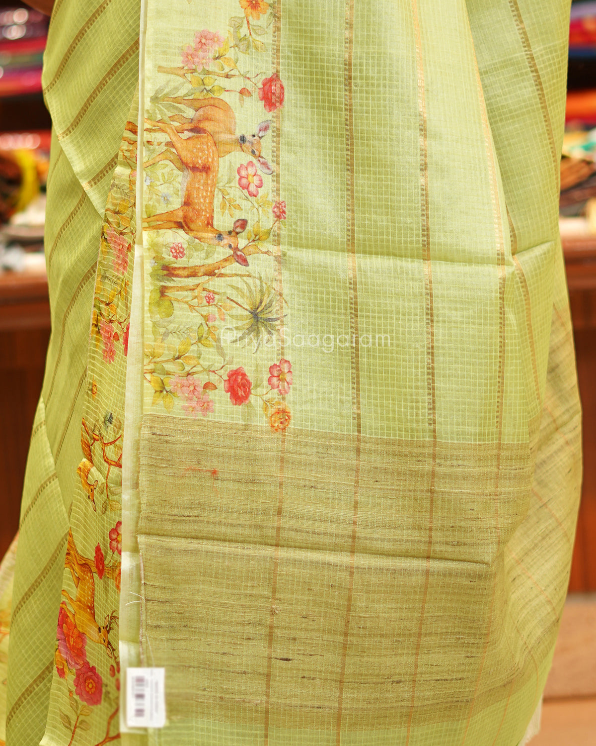 Green Printed Kota Silk - PE6517