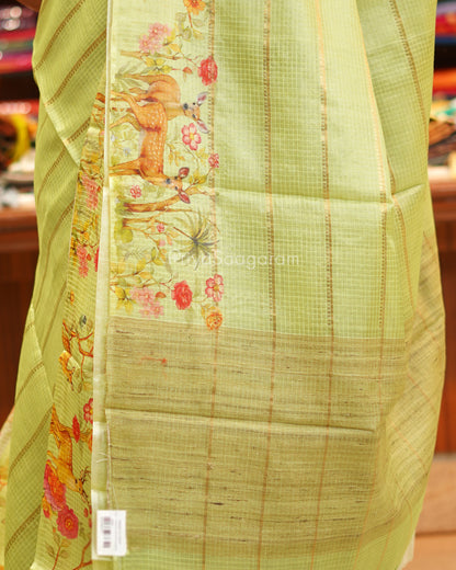 Green Printed Kota Silk - PE6517