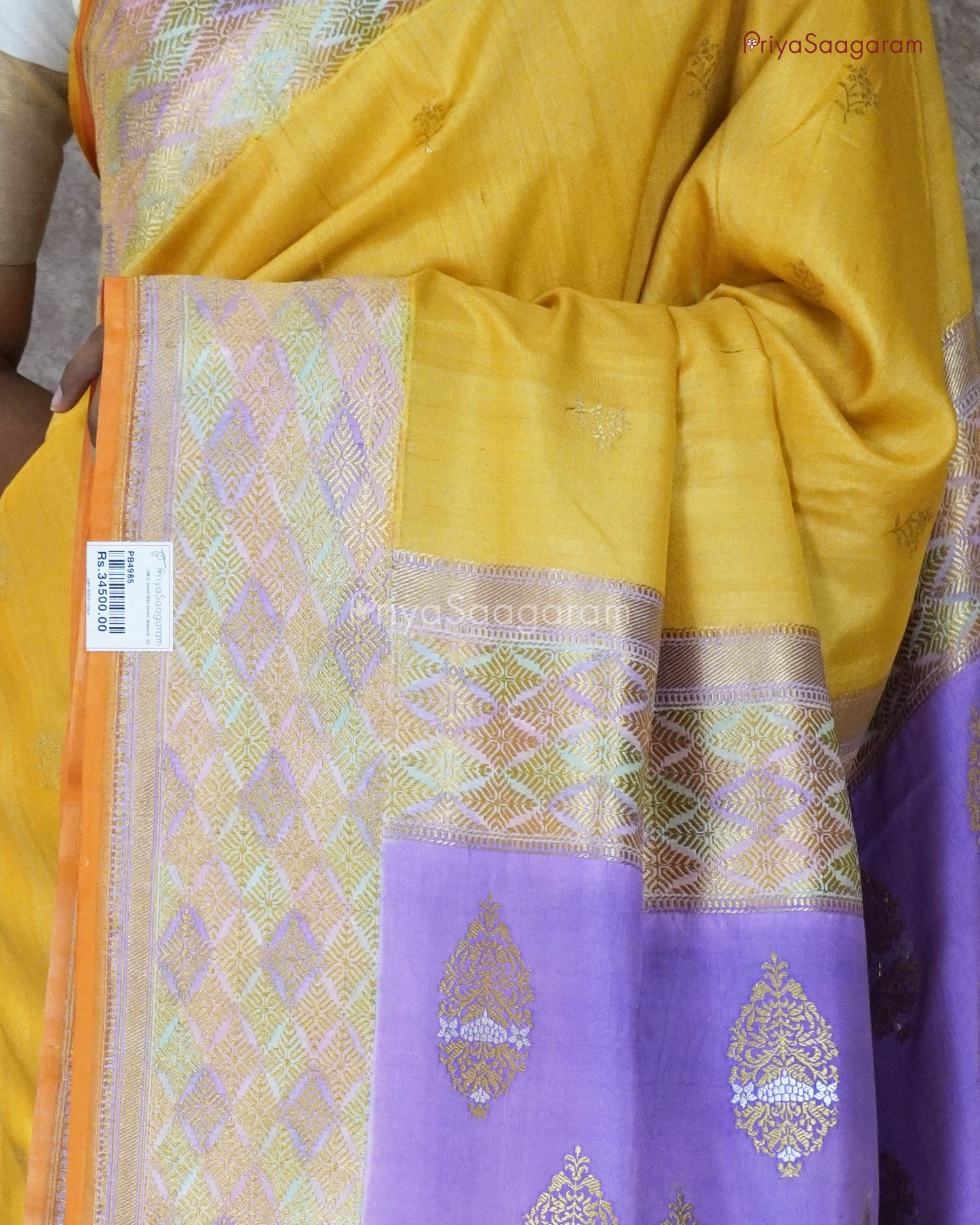 Yellow Organic Painted Tussar - PB4985