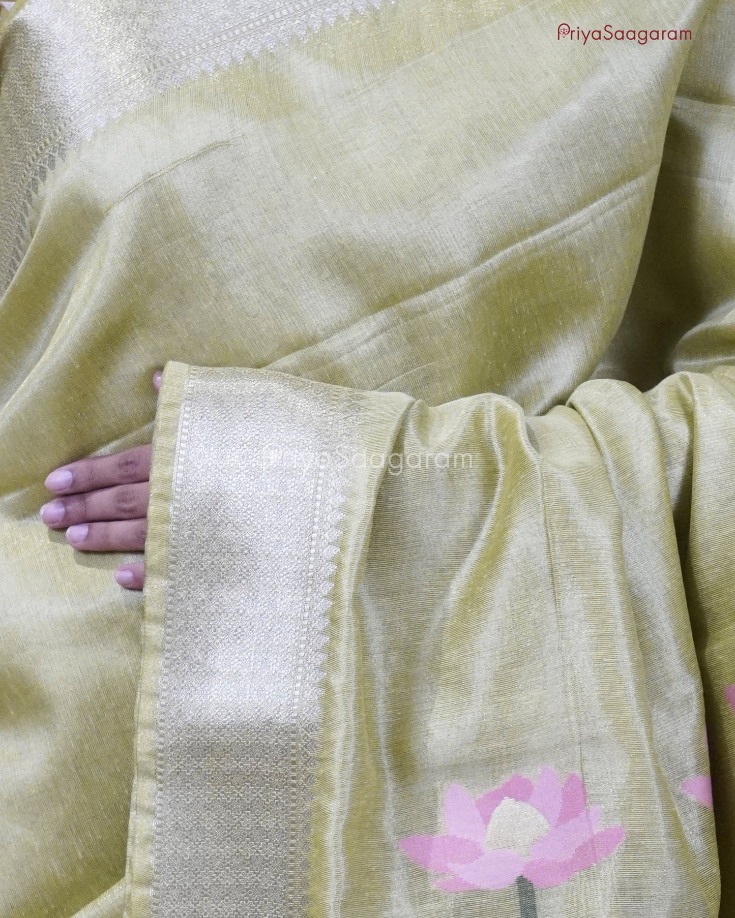 Yellow Green Jamdhani Tissue - PC4594