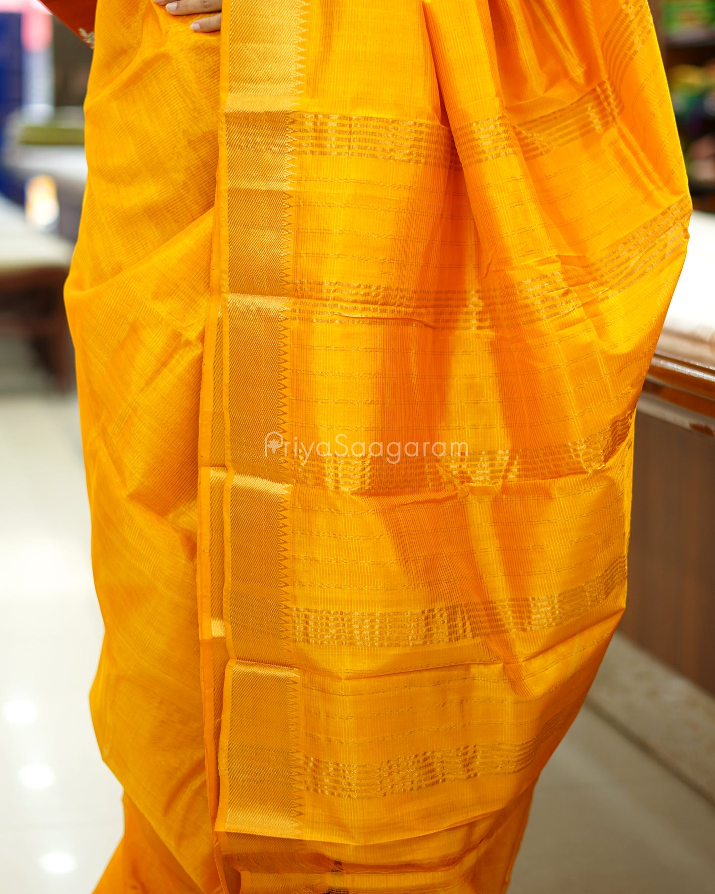 Mango Yellow Mangalagiri Silk Cotton - N4993