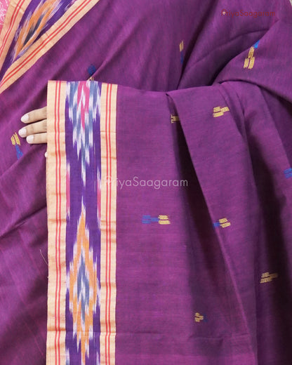 Purple Black Ikkat Cotton - PD68