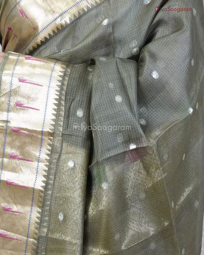 Military Green Paithani Kota - PC3586