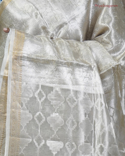 Silver Zari Tissue Silk - PC3589