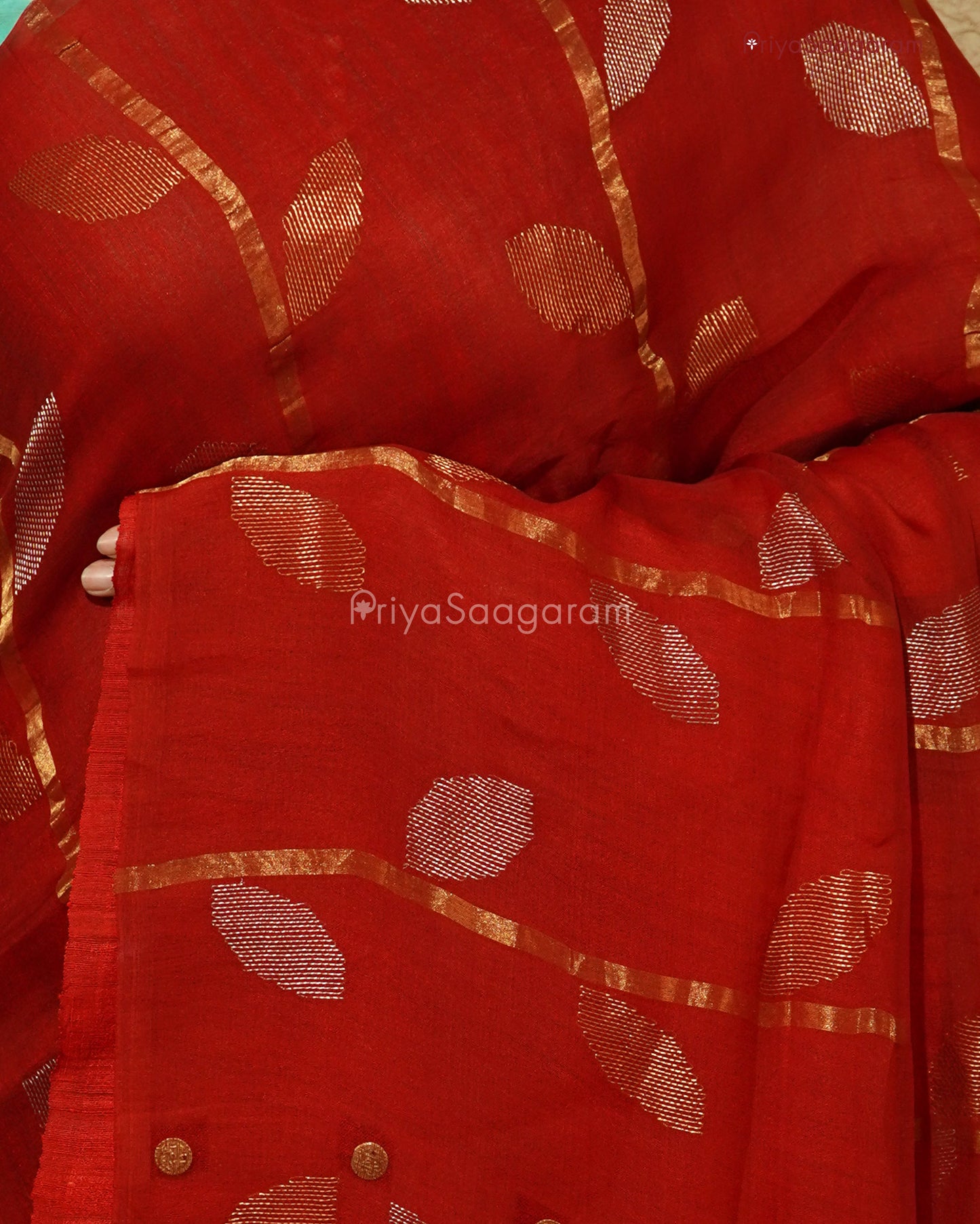 Blood Red Matka Kora Silk - PD729