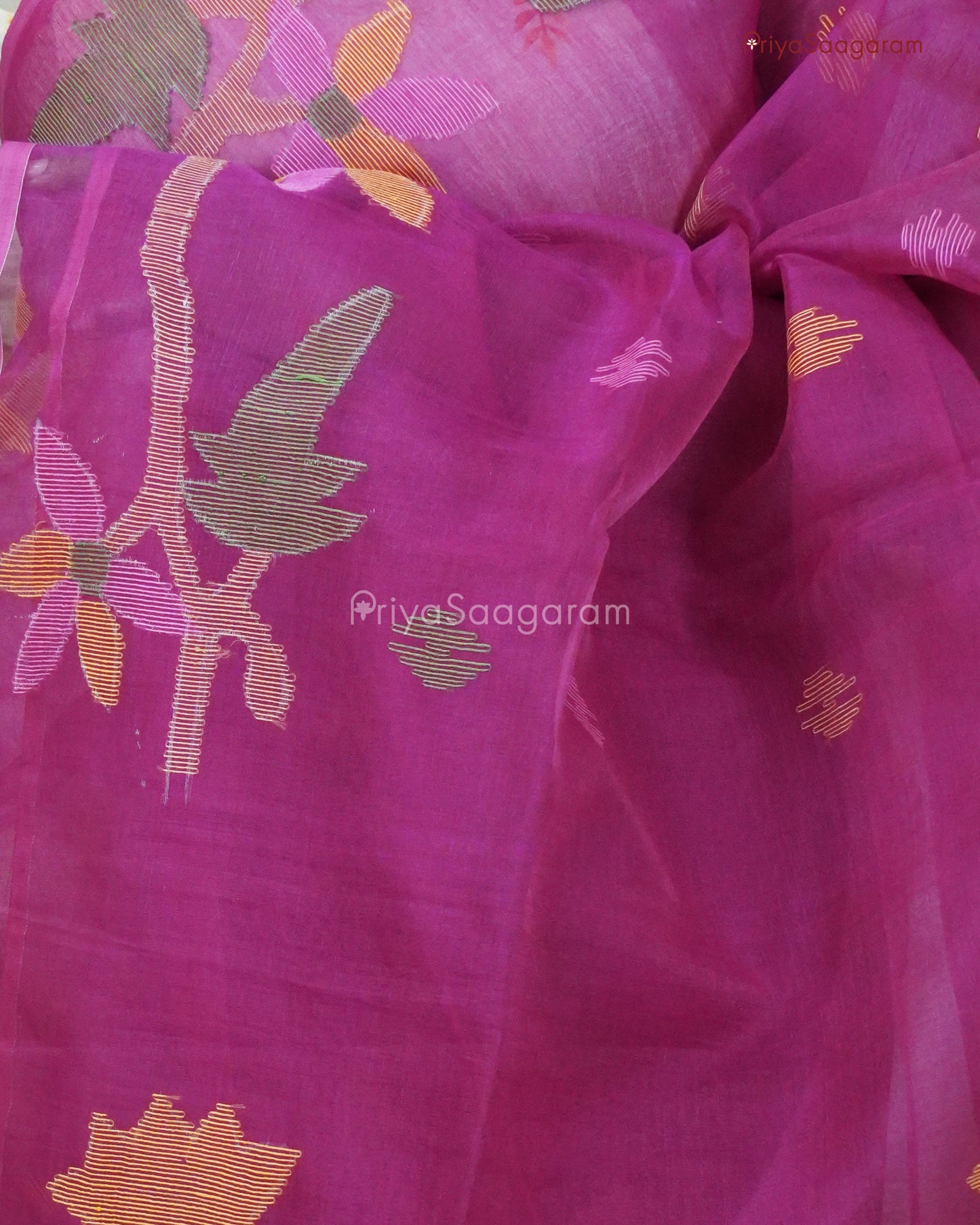 Bright Pink Jamdhani Organza - PD257