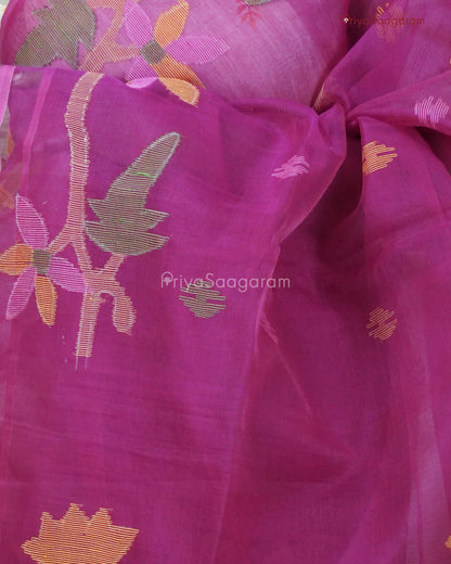 Bright Pink Jamdhani Organza - PD257