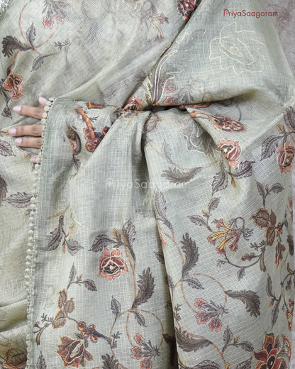 Green Floral Aari Kota - PC3298