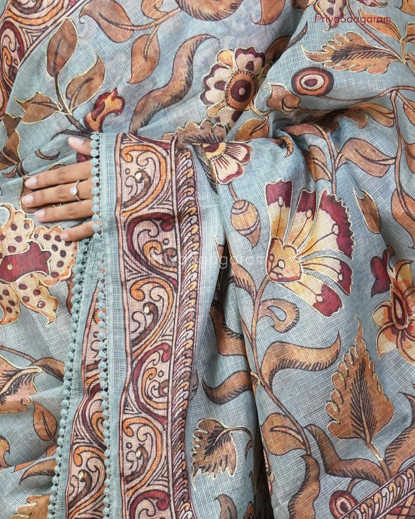 Blue Kalamkari Aari Kota - PC3296