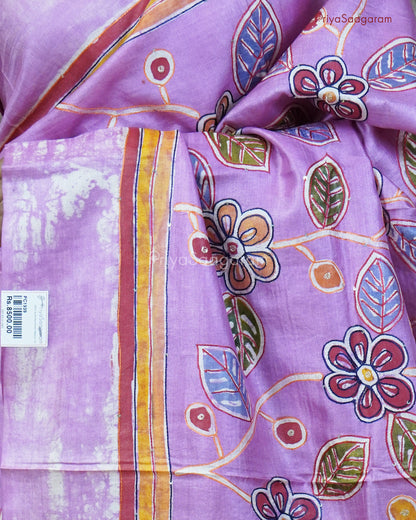 Taffy Pink Floral Tussar - PC1939