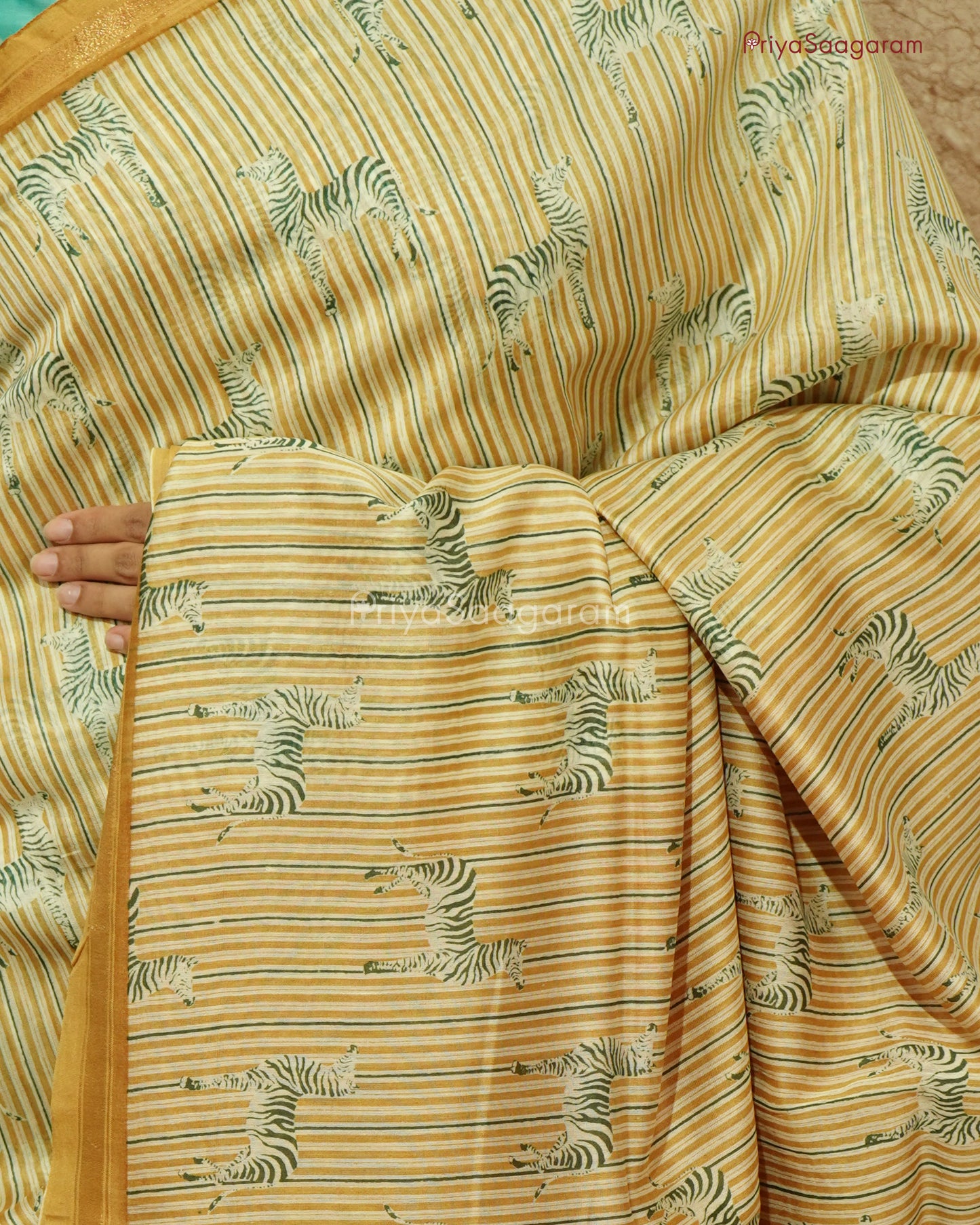 Mustard Giraffe Chanderi - PD575