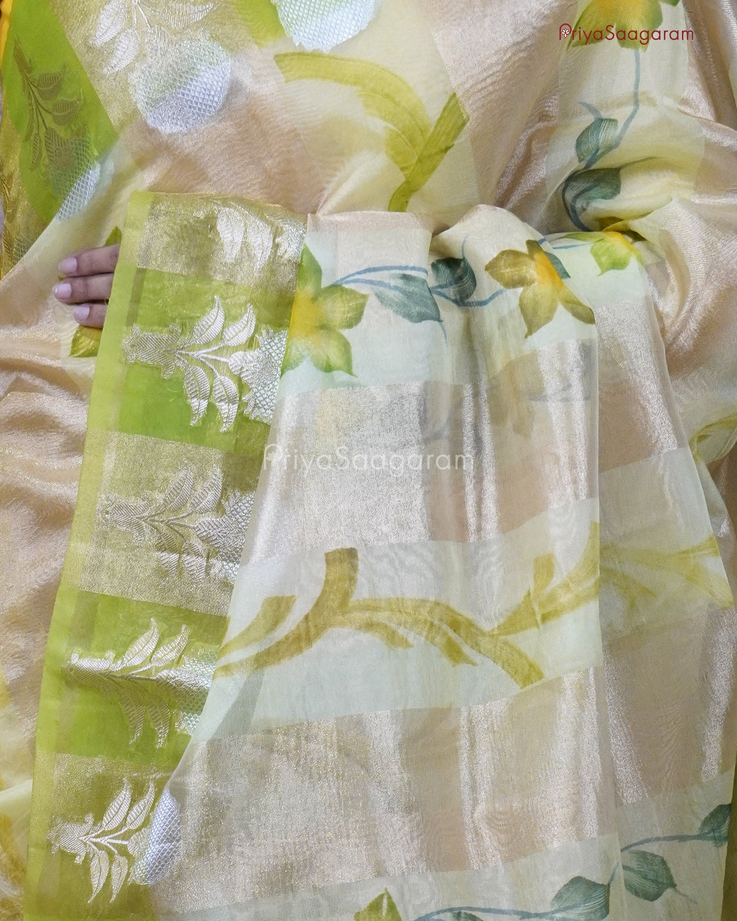 Green Floral Celebration in Tissue Silk - PC3229