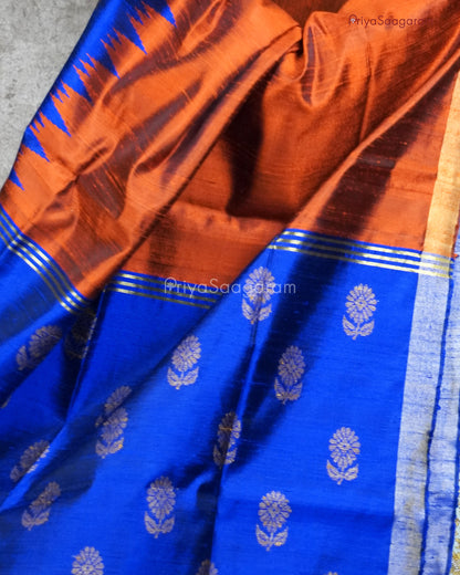 Brick Red Korvai Kadhi Tussar - PB2588