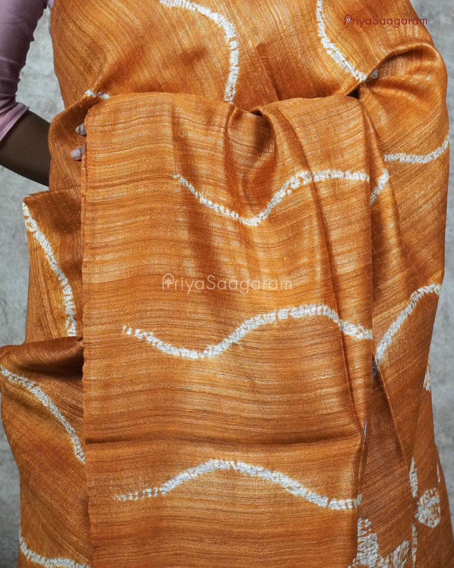 Coral Orange Matka Tussar - PC257