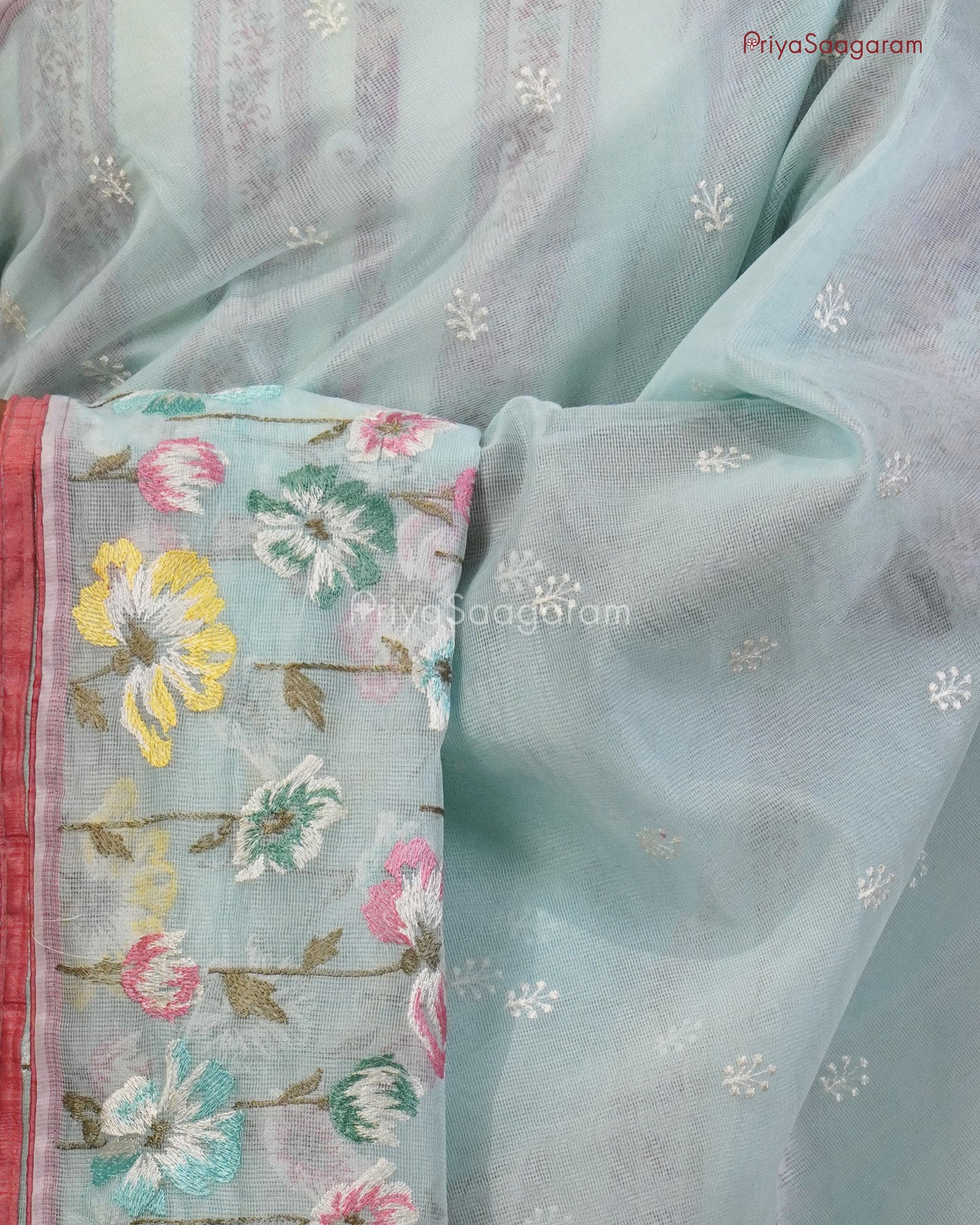Sky Blue Floral Kota - PC3576