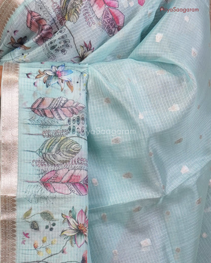 Blue Floral Zari Kota - PC3554