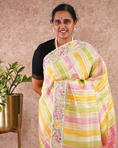 Multicolour Embroidery Tissue Silk - PD5557