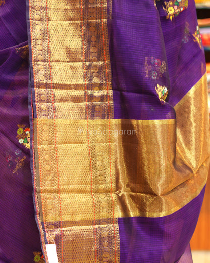 Purple Zari Silk Kota - PE6500