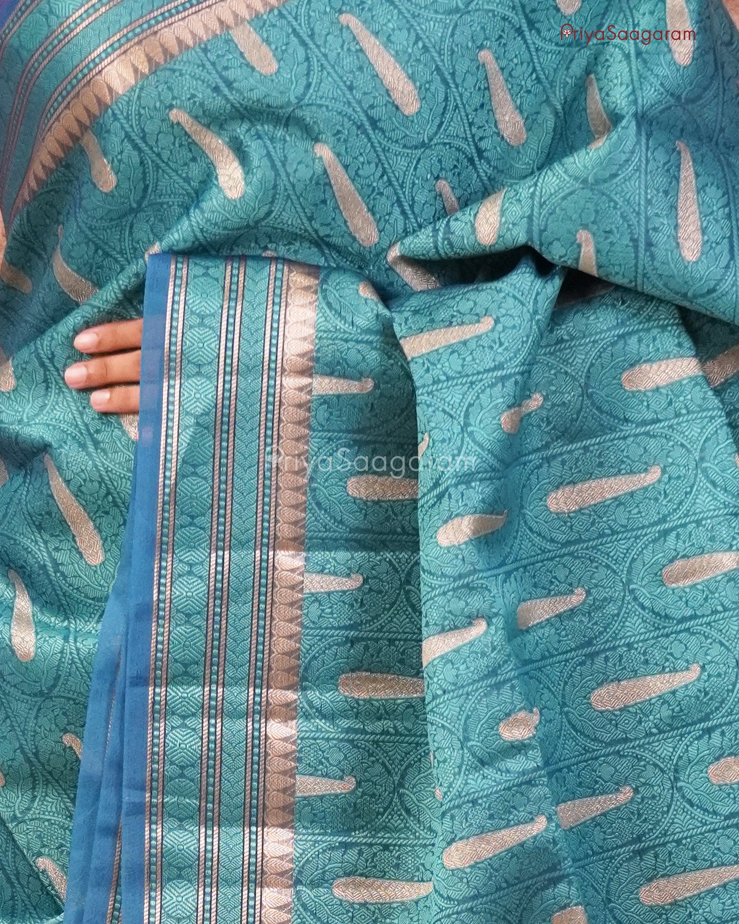 Bluish Green Muslin Silk - PD33