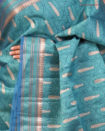 Bluish Green Muslin Silk - PD33
