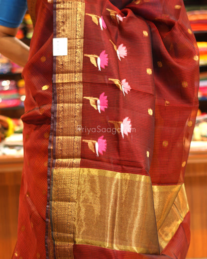 Brown Zari Silk Kota - PE6503