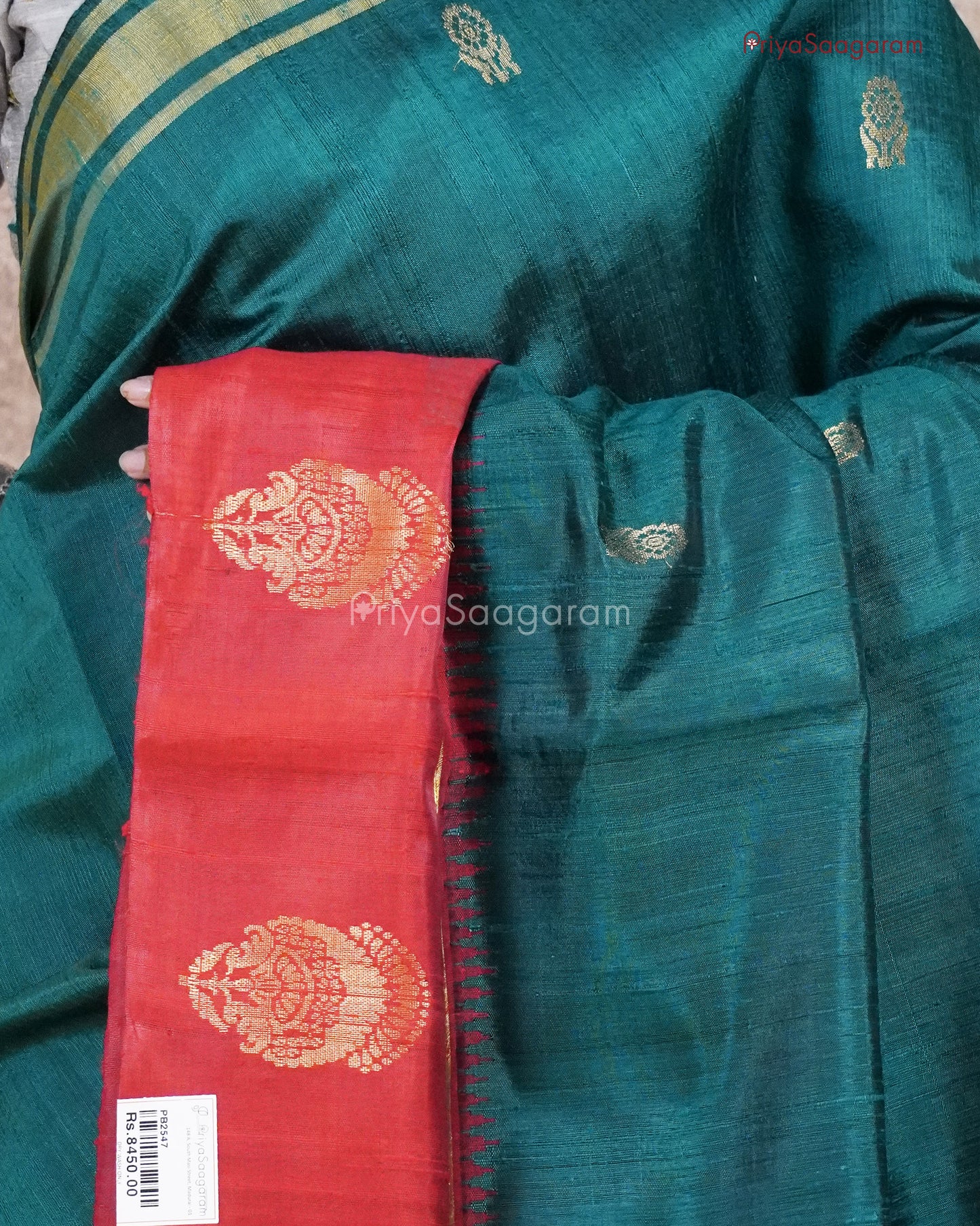 Solid Green Kadhi Tussar - PB2547