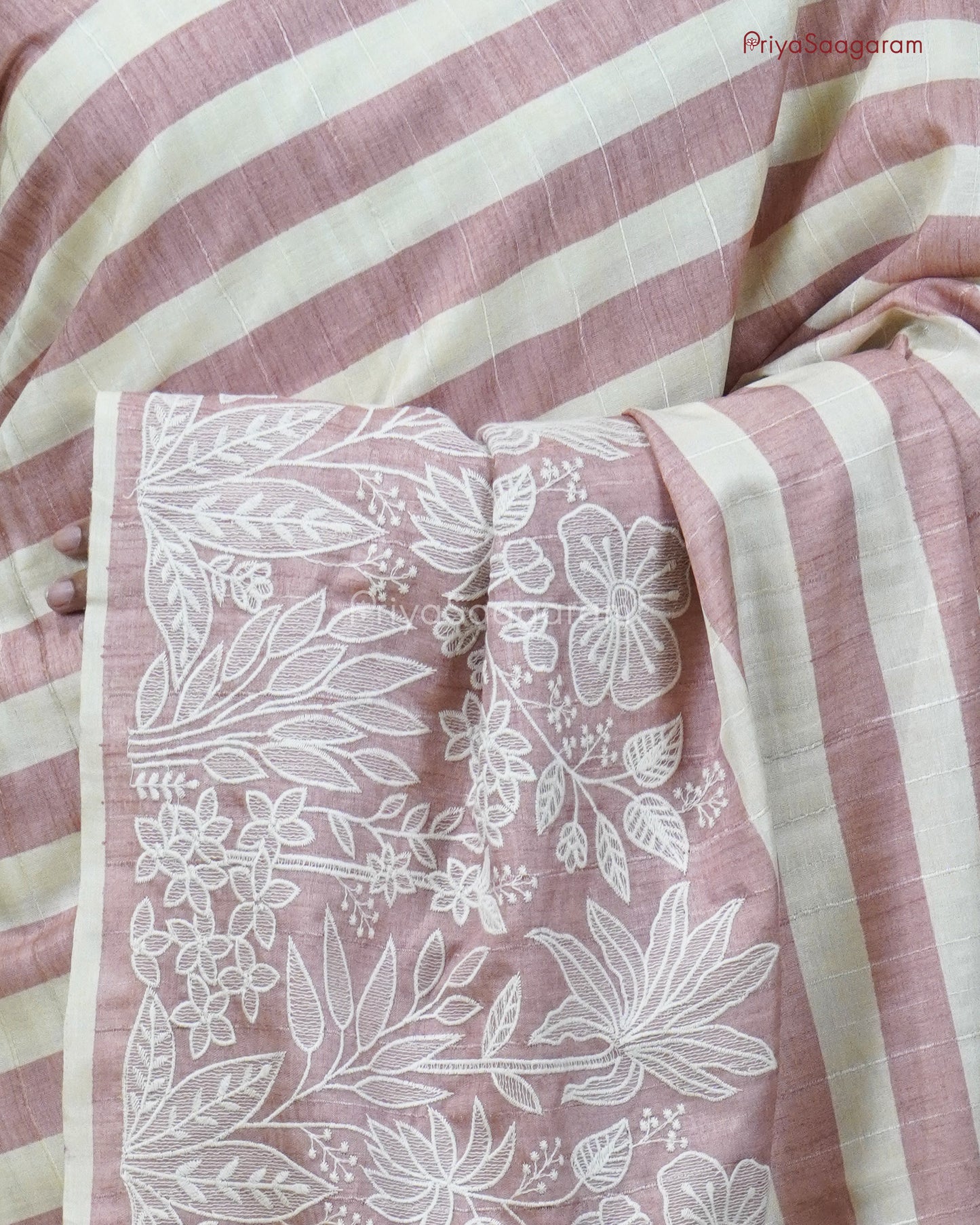 Baby Pink Embroidery Tussar - PC4604