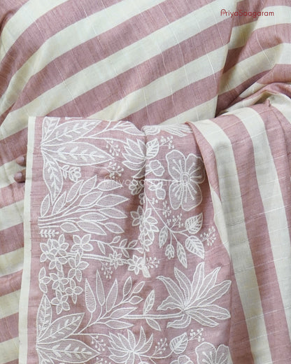 Baby Pink Embroidery Tussar - PC4604