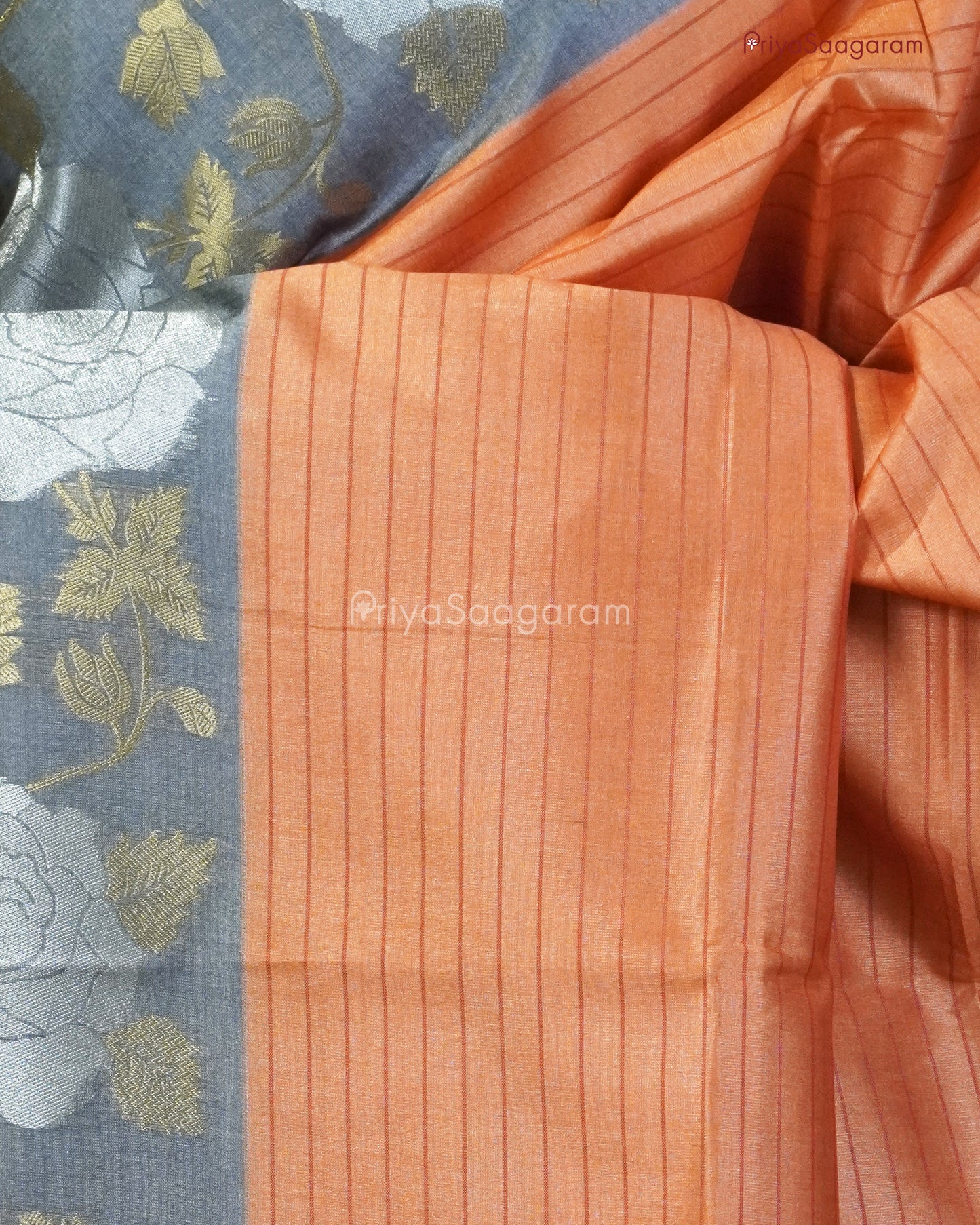 Tangerine Orange Dupion Tussar - PC3766