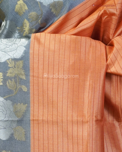 Tangerine Orange Dupion Tussar - PC3766
