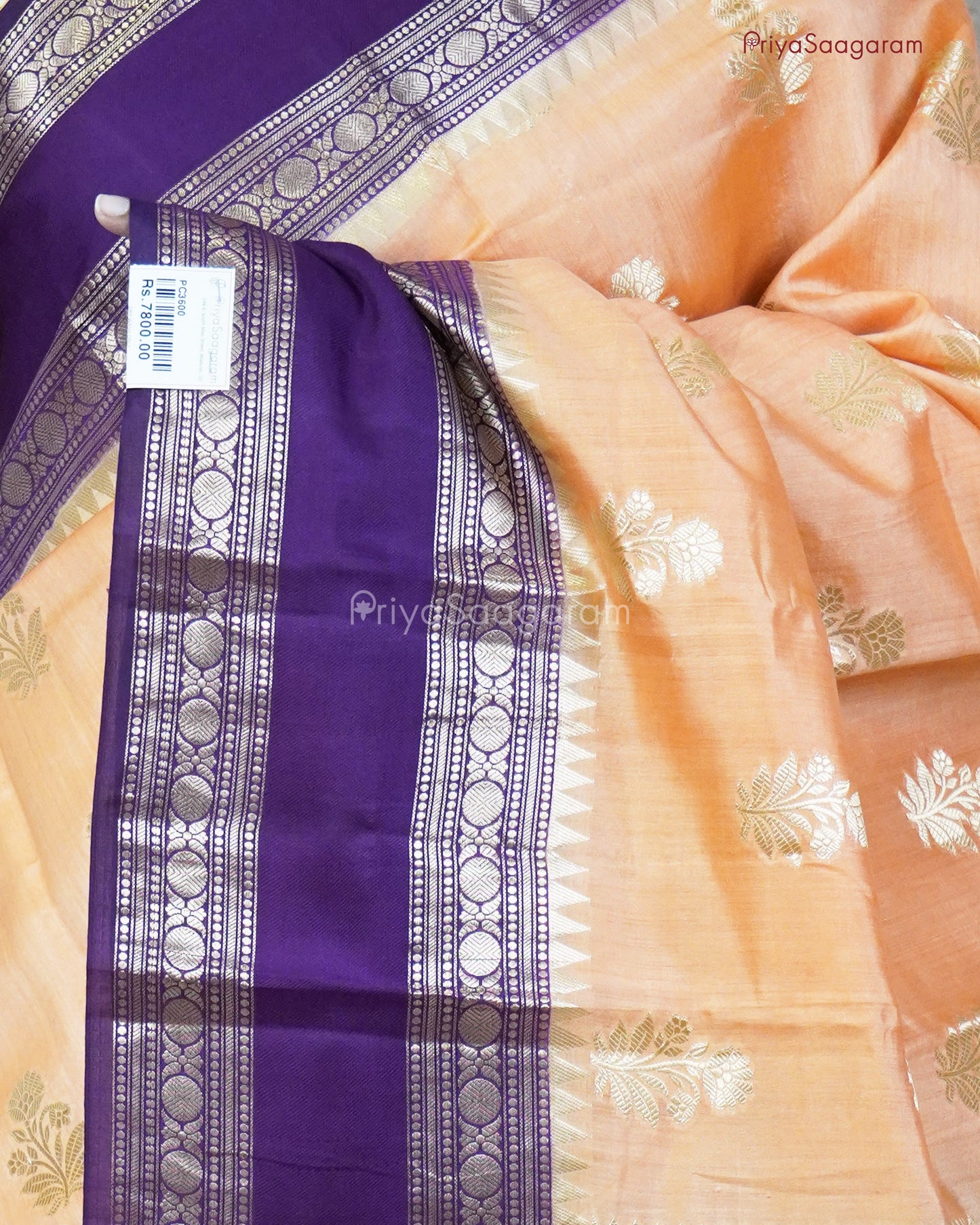 Peach Purple Berry Tussar - PC3600