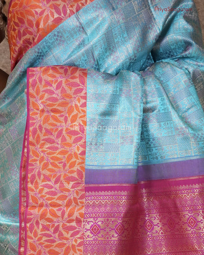 Sky Blue Contrast Kanchipuram - M2867