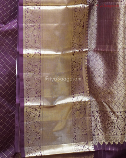 Chocolate Brown Kattam Kanchipuram - M9576