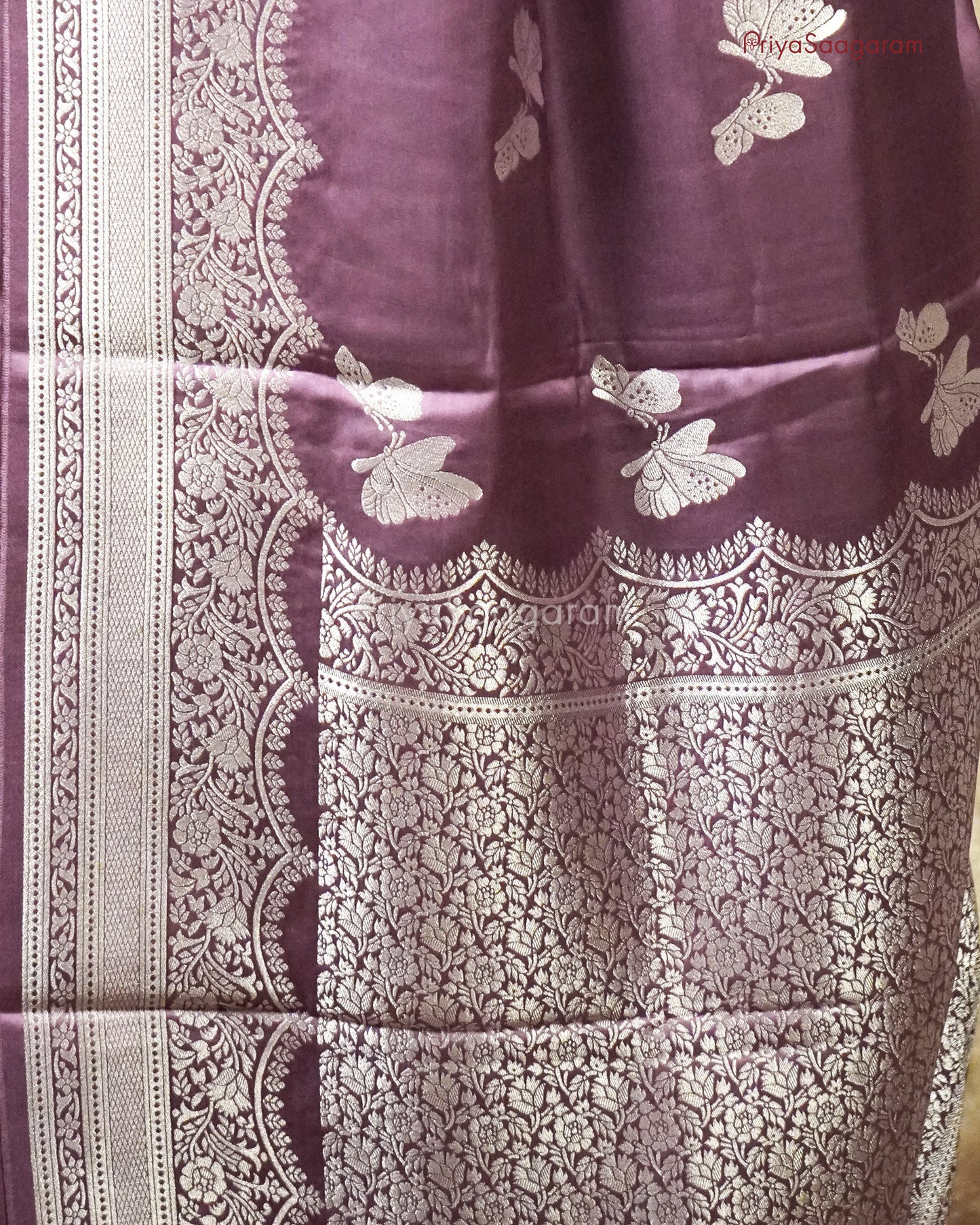 Pale Magenta Satin Banaras - PB4927